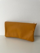 Saszetka na zamek ze skóry naturalnej HANDMADE (żółta)