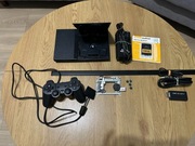 PS2 czarna + karta FMCB, pad, adapter HDMI, kabel zasilający