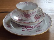 Miśnia Meissen indyjskie trio śniadaniowe kwiaty sygnowana