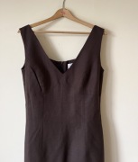 Alba Moda brązowa lniana sukienka z jedwabiem