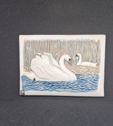 Dekoracja ścienna łabędzie, z naklejką, lata 70-te XX wieku, vintage