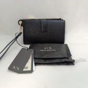 armani czarny portfel damski nowy luksusowy duży organizer premium lux