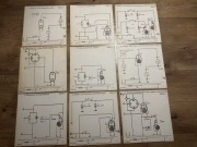 Zestaw tablic dydaktycznych elektronika PRL generatory, wzmacniacze