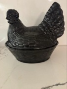 Hialitowa Kura Bomboniera Ząbkowice PRL ok. 21 cm