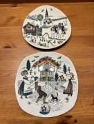 Vintage Stavangerflint Norway 2 talerze ścienne VOSS Scandinavian retro