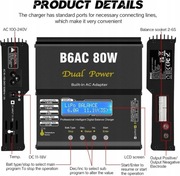 HTRC B6AC Ładowarka Balancer RC 80W 6A Akumulatorów LiPo Li-Ion LiFe NiMH