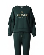 Włoski dres z frędzlami La Manuel, masełko, uniwersalny, butelkowa zieleń