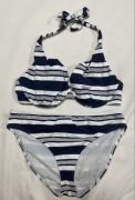 Bravissimo Antibes bikini 32F 70G +M 40 w paski marynarskie sailor strips