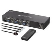 Przełącznik KVM 3-PC podwójny monitor HDMI 4K60 USB3.0  IR DC12V - 3-w-2