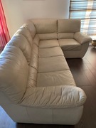 Skórzana beżowo- kremowo kanapa, do rozdzielenia 