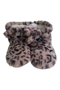 Ciepłe kapcie dziecięce – pluszowe w panterkę, r. 34/35, ocieplane