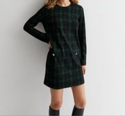Sukienka mini New Look Petite, zielono-czarna krata, rozmiar 34 (EU)