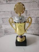 Puchar sportowy złoto-srebrny z pokrywką 32 cm 