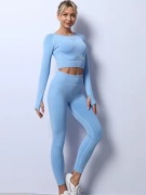 Damski Zestaw do Jogi Dwuczęściowy Niebieski Rozmiar S