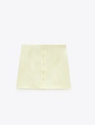 Zara Żółta Mini Spódniczka z Domieszką Lnu Rozmiar M 38