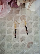 Kolczyki handmade srebro pozłacane z naturalnych kamieni granat hematyt ony
