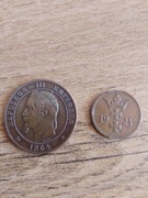 10 centymów 1864 Francja + 2 fenigi 1923 WMG Gdańsk 