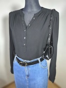 Koszulka bluzka damska czarna wiskoza 42 XL oversize luźna Basic casual