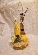 Stroik wielkanocny, para zajączków wysokość ok35cm