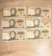 Banknoty PRL - zestaw 500 zł Kościuszko - pieniądze PRL
