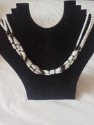 Potrójne korale biało czarne Jablonex