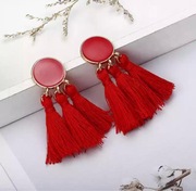 Kolczyki wiszące frędzle czerwone