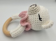 Prezent Grzechotka gryzak śpiący Miś handmade 