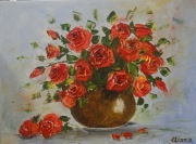 Obraz olejny na płótnie 30 x 40 cm Róże Kwiaty Martwa natura