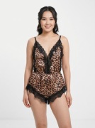 Panterkowe body bielizna erotyczna nocna piżama panterka seksi 