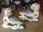 Łyżwy dziewczęce regulowane 34-37. stan BD