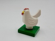 LEGO duphen2c01pb01 White Kurczak Duplo, kura na zielonej podstawie