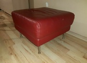 Pufa skórzana bordo, podnóżek 60x60x40 cm