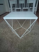 Stolik kawowy FutuStal Z Drutu kwadratowy 50 x 50 x 45cm biały