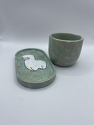 Zestaw podstawka plus pojemniczek alpaka handmade 