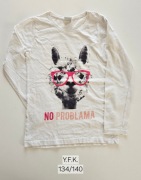 Bluzka z dugim rękawem - rozm.  134/140 - motyw: lama / no problama