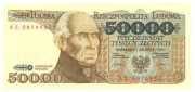 50000 / 50.000 zł 1989 seria AS, st.1 UNC