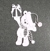 Scrapki Papierowe Święta Boże Narodzenie Miś z prezentem.