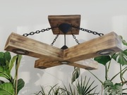 Lampa żyrandol z drewna z belki drewnianej loft