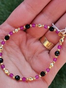 Kamienie bransoletka hematyt srebro jadeit fuksja 