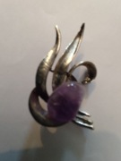 Artystyczna broszka metaloplastyka ametyst!