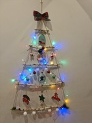 Choinka ścienna z gałęzi dekoracja ozdoba świąteczna LED DIY z brzozy 