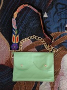 Shof Mini cyckotorebka zielony neon torebka na ramię skórzana