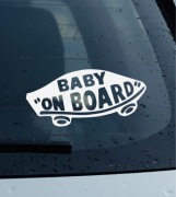 Naklejka samochodowa „Baby on Board” – Vans, vinyl, wodoodporna