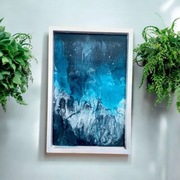 Taca drewniana z motywem mgławicy - rękodzieło 