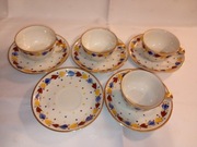 Zestaw 4 filiżanek do espresso i 5 spodków, Koenigszelt, sygnowane