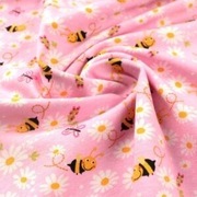 Dzianina jersey pszczoły kwiatki 0,5mb 