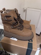 Damskie Żółte Workery "Martine" z Grubymi Sznurami