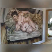 Lucian Freud Benefits .. Obraz olej na płótnie 