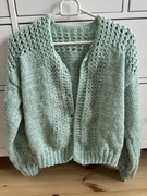 Gruby milutki mięciutki sweter damski ciepły miętowy S (36)