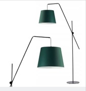 Lampa stojąca podłogowa zielona abażur LED E27 przegubowa do salonu